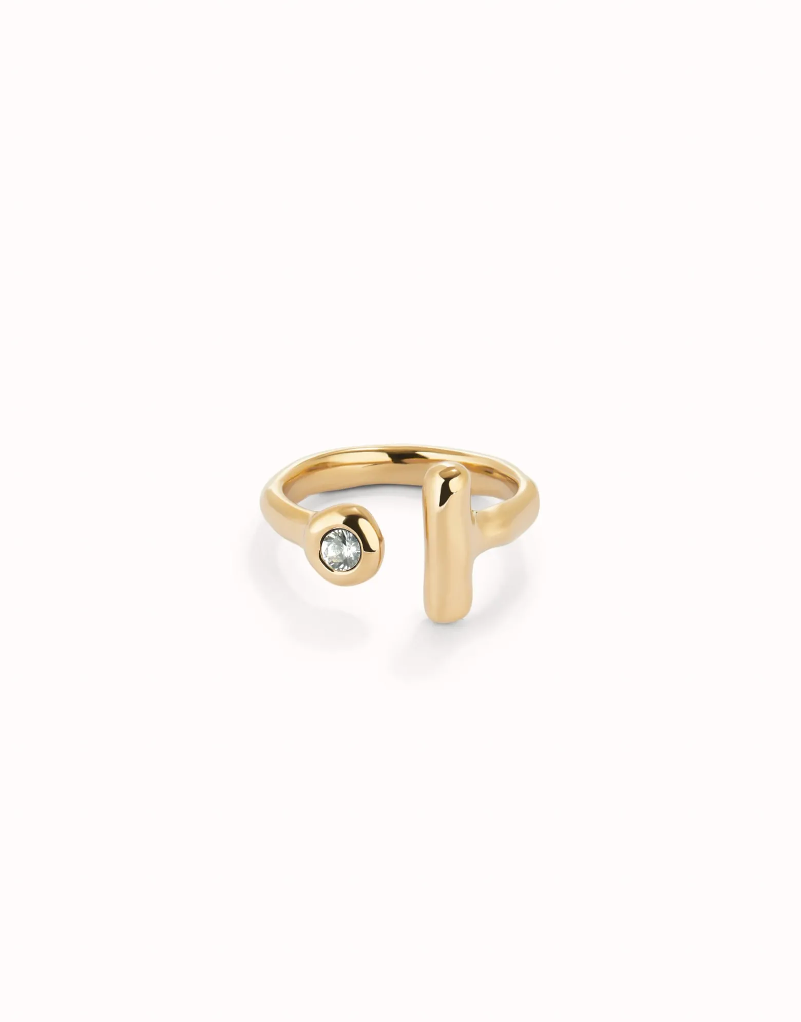 Anillo abierto bañado en oro 18k con topacio blanco