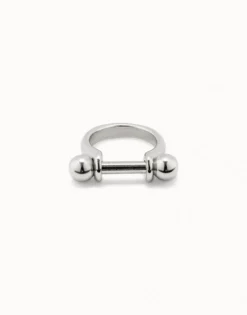 Anillo ancho con relieve bañado en plata de ley para mujer