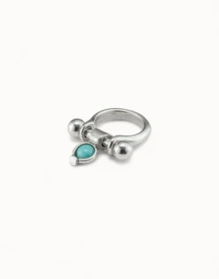 Anillo ancho con relieve bañado en plata de ley para mujer