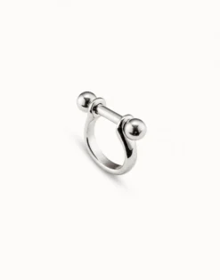 Anillo ancho con relieve bañado en plata de ley para mujer