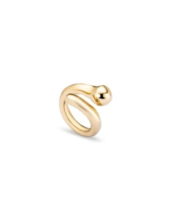 Anillo bañado en oro abierto diseño orgánico mujer