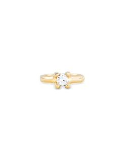 Anillo bañado en oro con circonita blanca para mujer