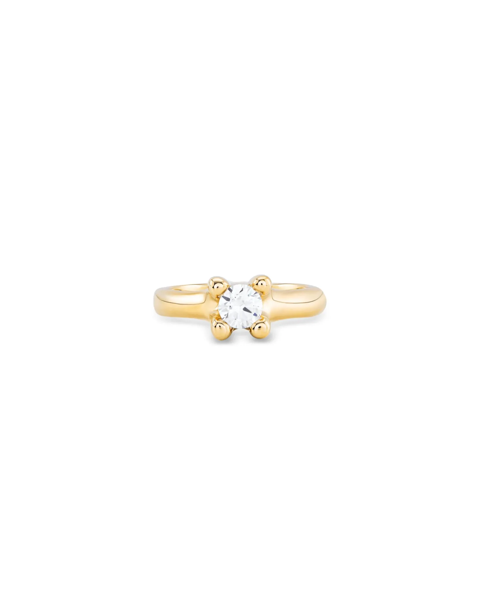 Anillo bañado en oro con circonita blanca para mujer
