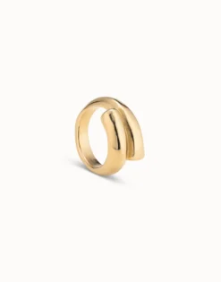 Anillo bañado en oro de 18k con forma tubular cerrado al centro