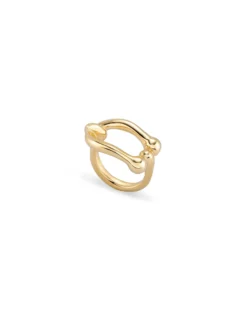 Anillo bañado en oro doble aro orgánico para mujer