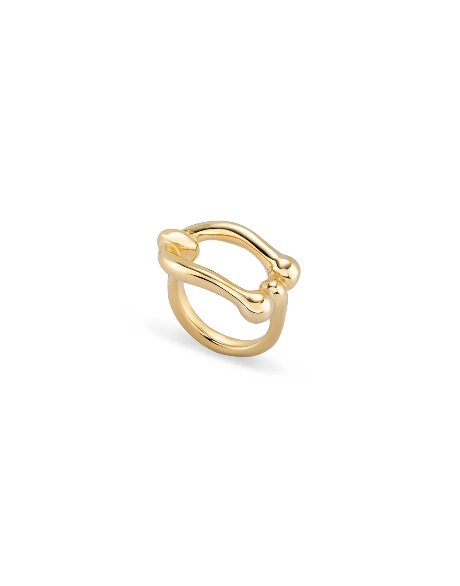 Anillo bañado en oro doble aro orgánico para mujer