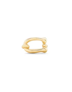 Anillo bañado en oro doble aro orgánico para mujer