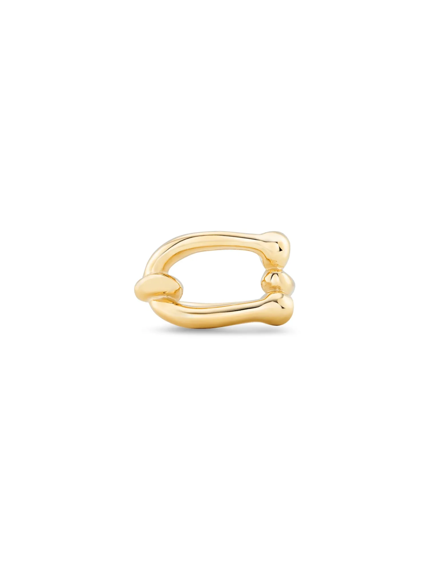 Anillo bañado en oro doble aro orgánico para mujer