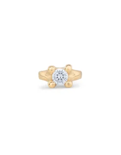 Anillo bañado en oro doble circonita blanca mujer