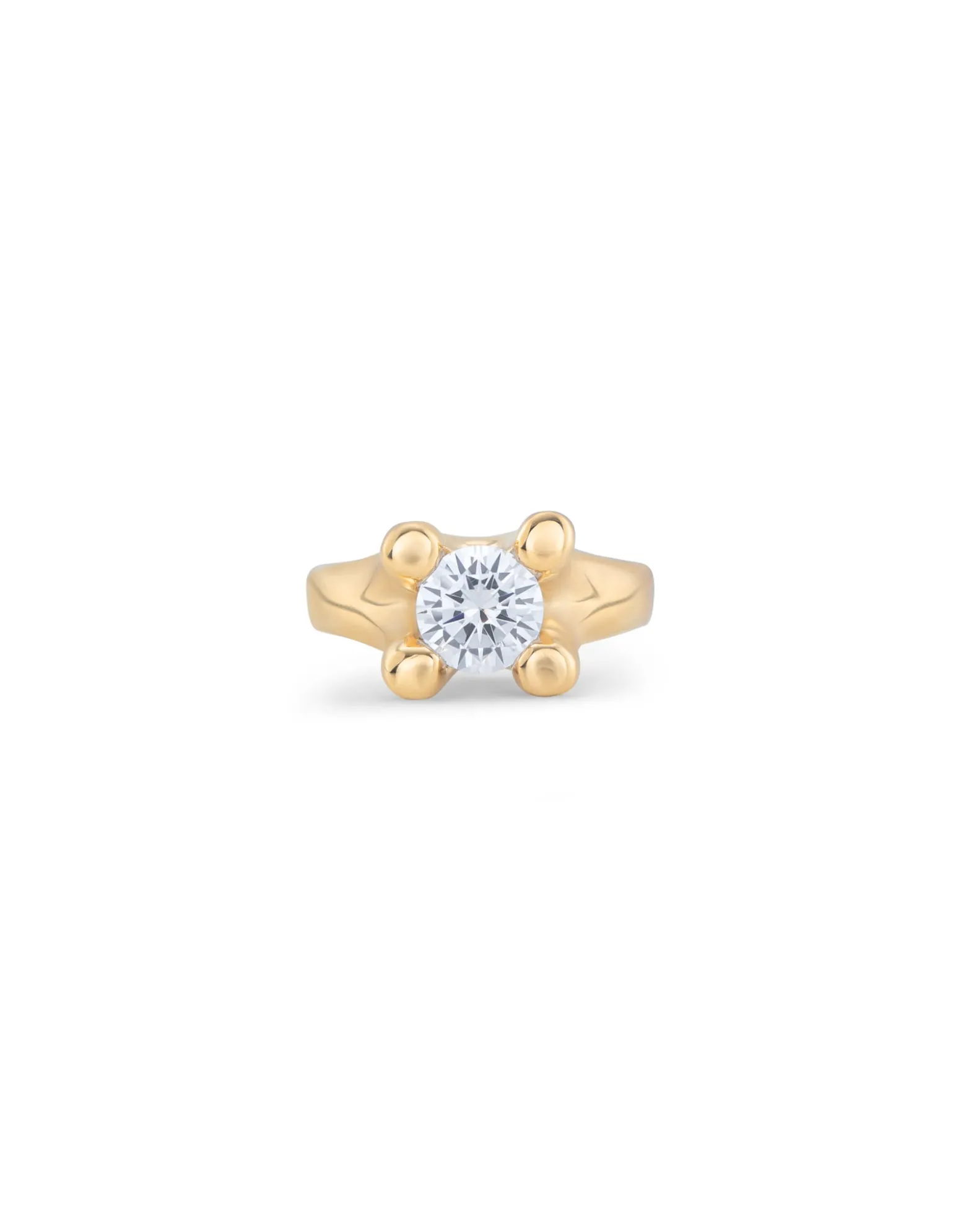 Anillo bañado en oro doble circonita blanca mujer