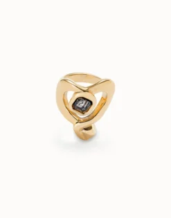 Anillo bañado en oro 18k con corazón grande central