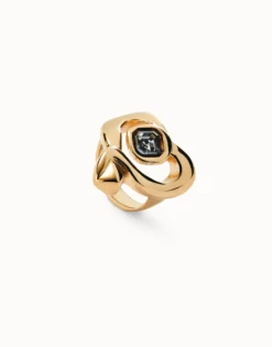 Anillo bañado en oro 18k con corazón grande central