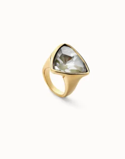 Anillo bañado en oro 18k con forma triangular grande