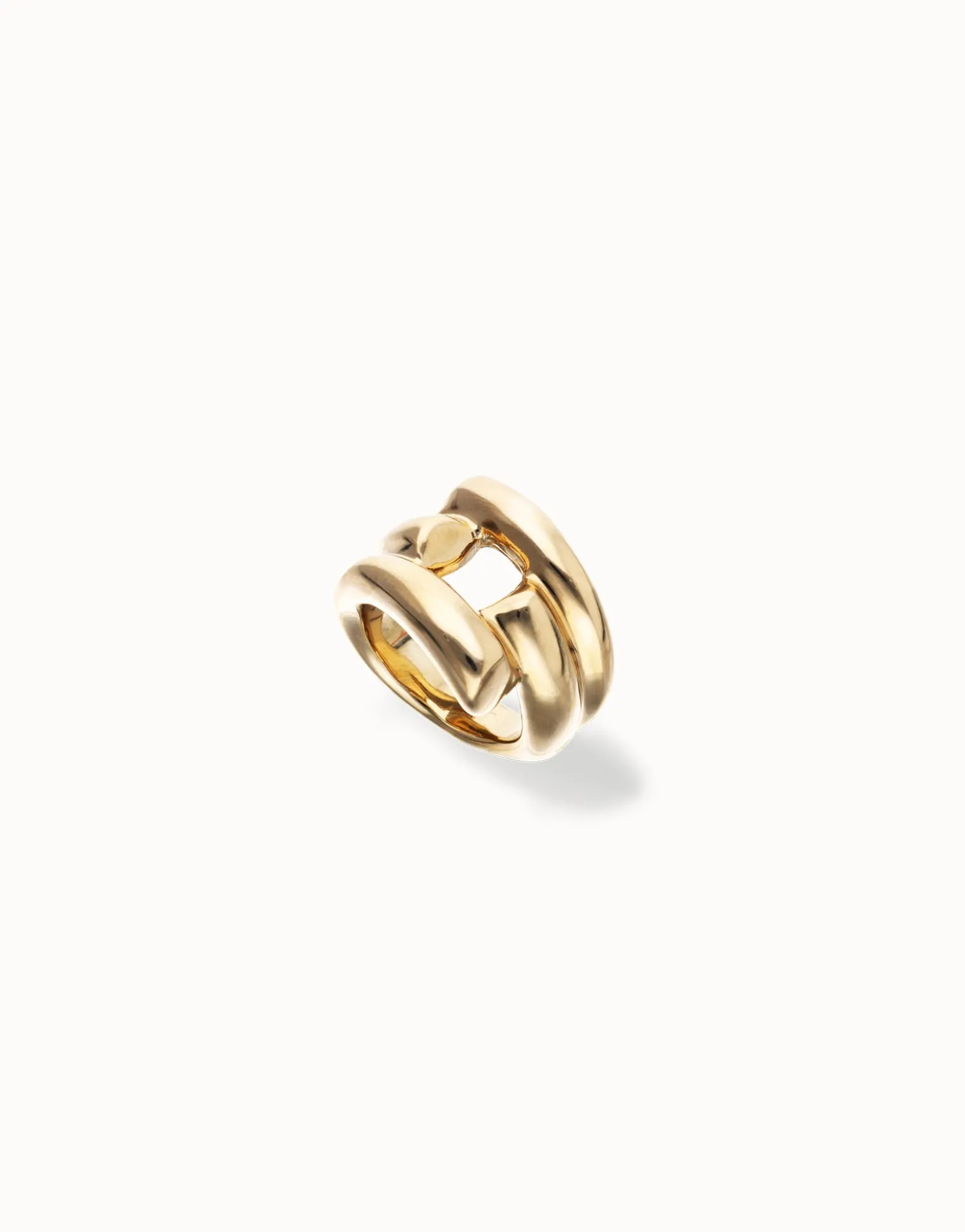 Anillo bañado en oro 18k con 4 formas orgánicas entrelazadas