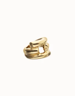 Anillo bañado en oro 18k con 4 formas orgánicas entrelazadas