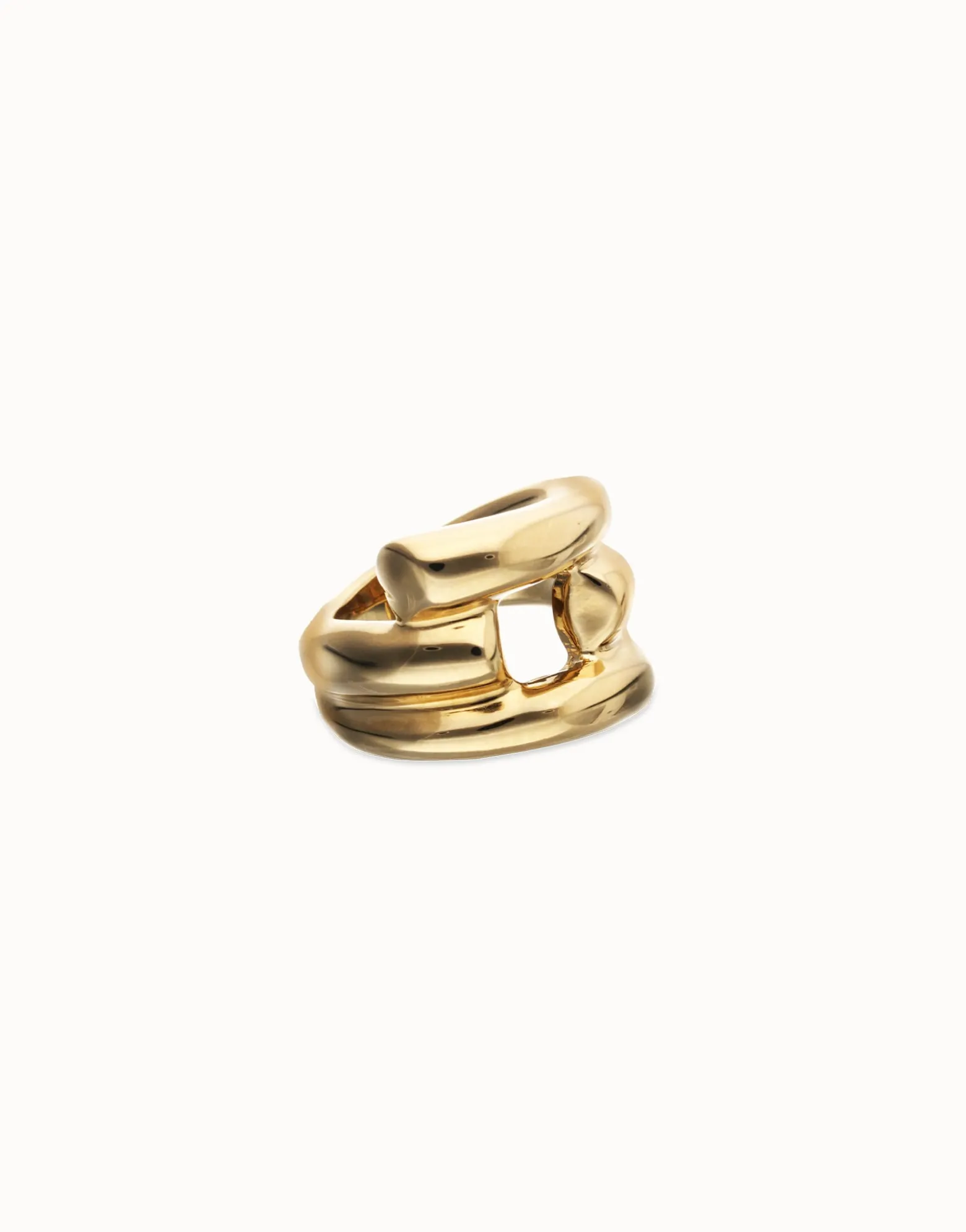 Anillo bañado en oro 18k con 4 formas orgánicas entrelazadas