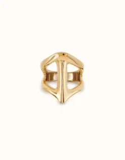 Anillo bañado en oro 18K con forma de mantarraya