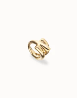 Anillo bañado en oro 18k con tres formas orgánicas entrelazadas