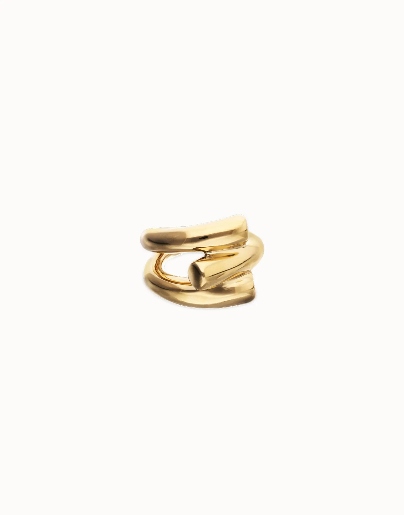 Anillo bañado en oro 18k con tres formas orgánicas entrelazadas