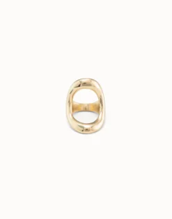 Anillo bañado en oro 18k con óvalo central grande