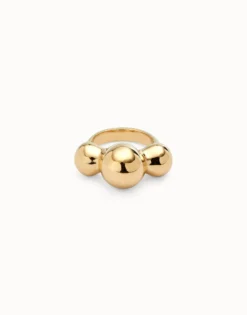 Anillo bañado en oro 18k y tres bolas centrales