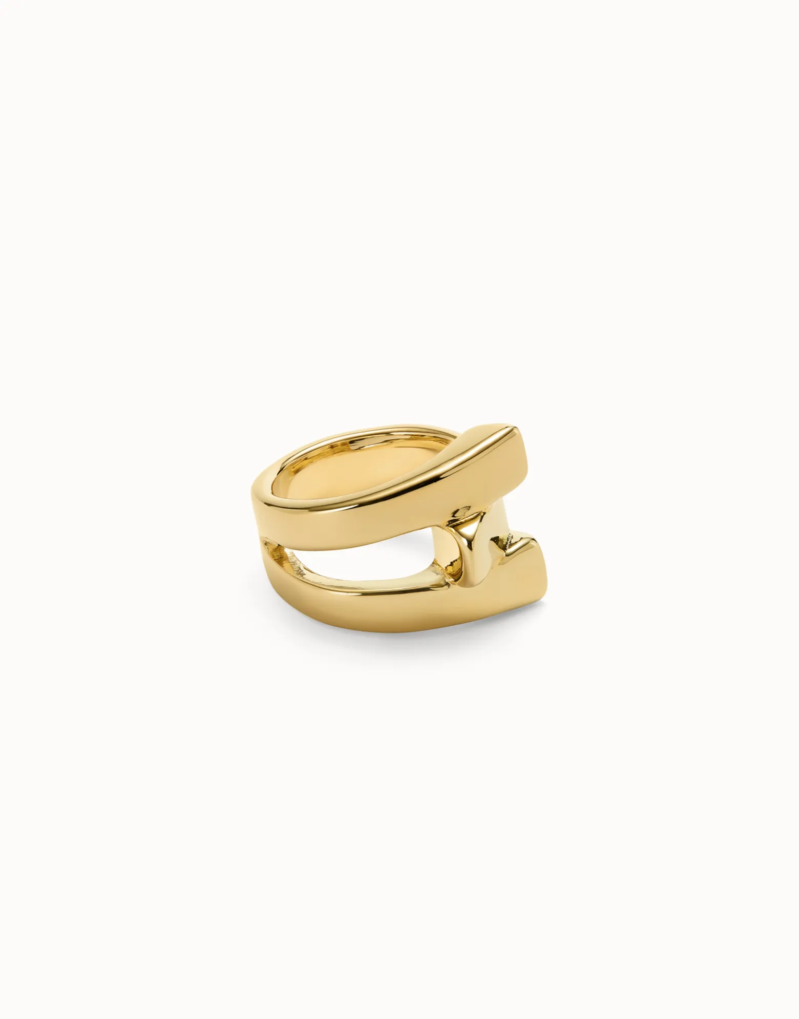 Anillo bañado en oro rectangular liso para mujer