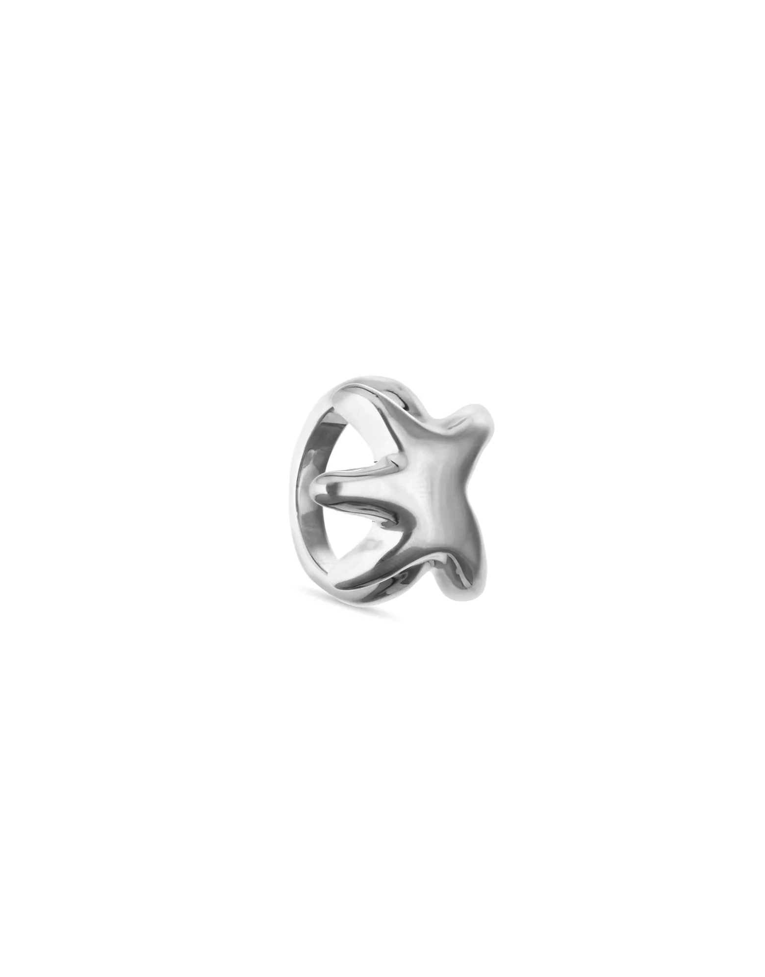 Anillo bañado en plata con estrella de mar