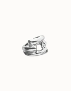 Anillo bañado en plata con 4 formas orgánicas entrelazadas