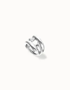 Anillo bañado en plata con 4 formas orgánicas entrelazadas