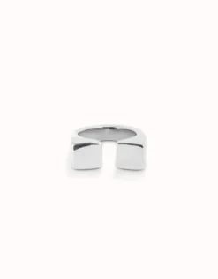 Anillo bañado en plata de ley con forma cuadrada