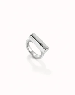 Anillo bañado en plata de ley con tubo horizontal