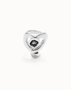 Anillo bañado en plata de ley con corazón grande central