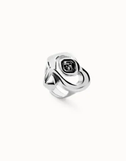 Anillo bañado en plata de ley con corazón grande central