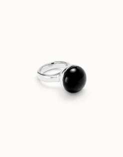Anillo bañado en plata de ley con cristal de murano