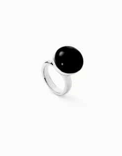 Anillo bañado en plata de ley con cristal de murano