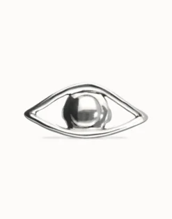 Anillo bañado en plata de ley con forma de ojo grande