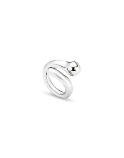 Anillo bañado en plata de ley con diseño abierto y orgánico para mujer