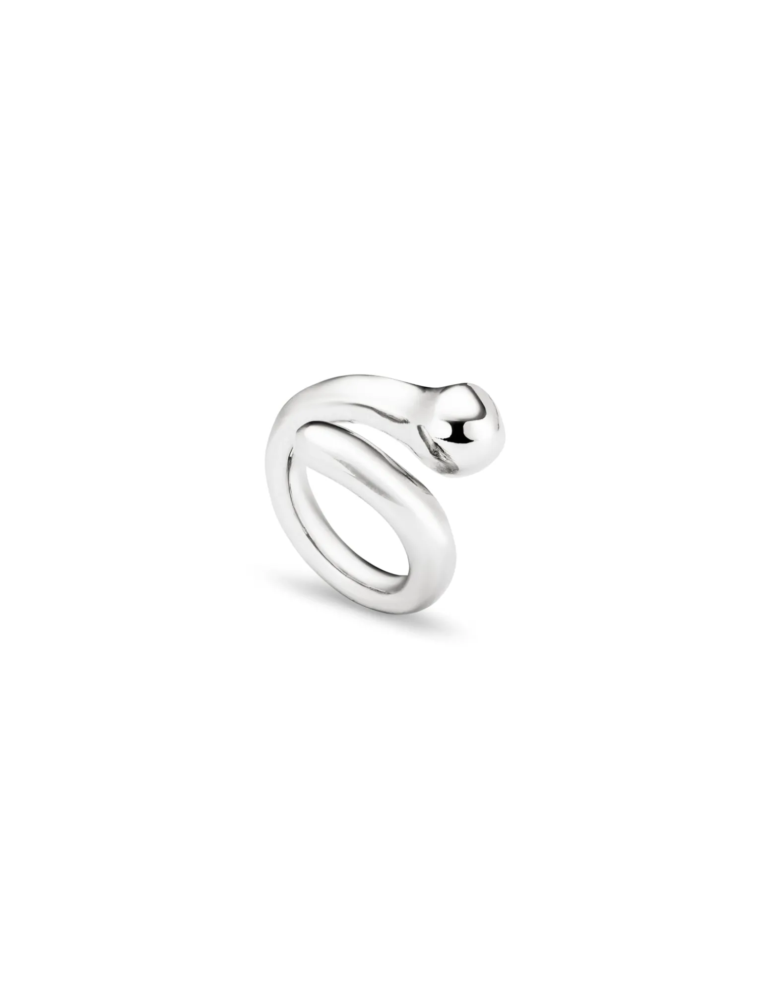 Anillo bañado en plata de ley con diseño abierto y orgánico para mujer