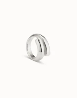 Anillo bañado en plata de ley con forma tubular cerrado al centro