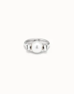 Anillo bañado en plata de ley con perla