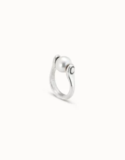 Anillo bañado en plata de ley con perla