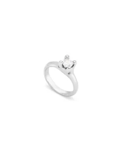 Anillo bañado en plata de ley con circonita blanca mujer