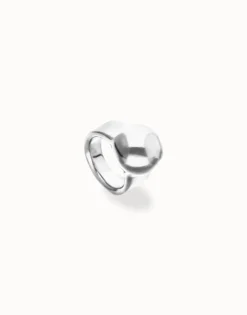 Anillo bañado en plata de ley con forma de esfera