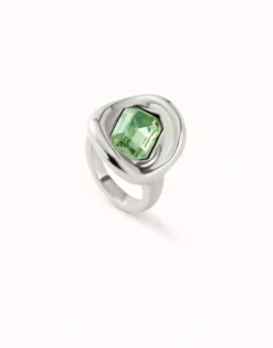 Anillo bañado en plata de ley con cristal turquesa