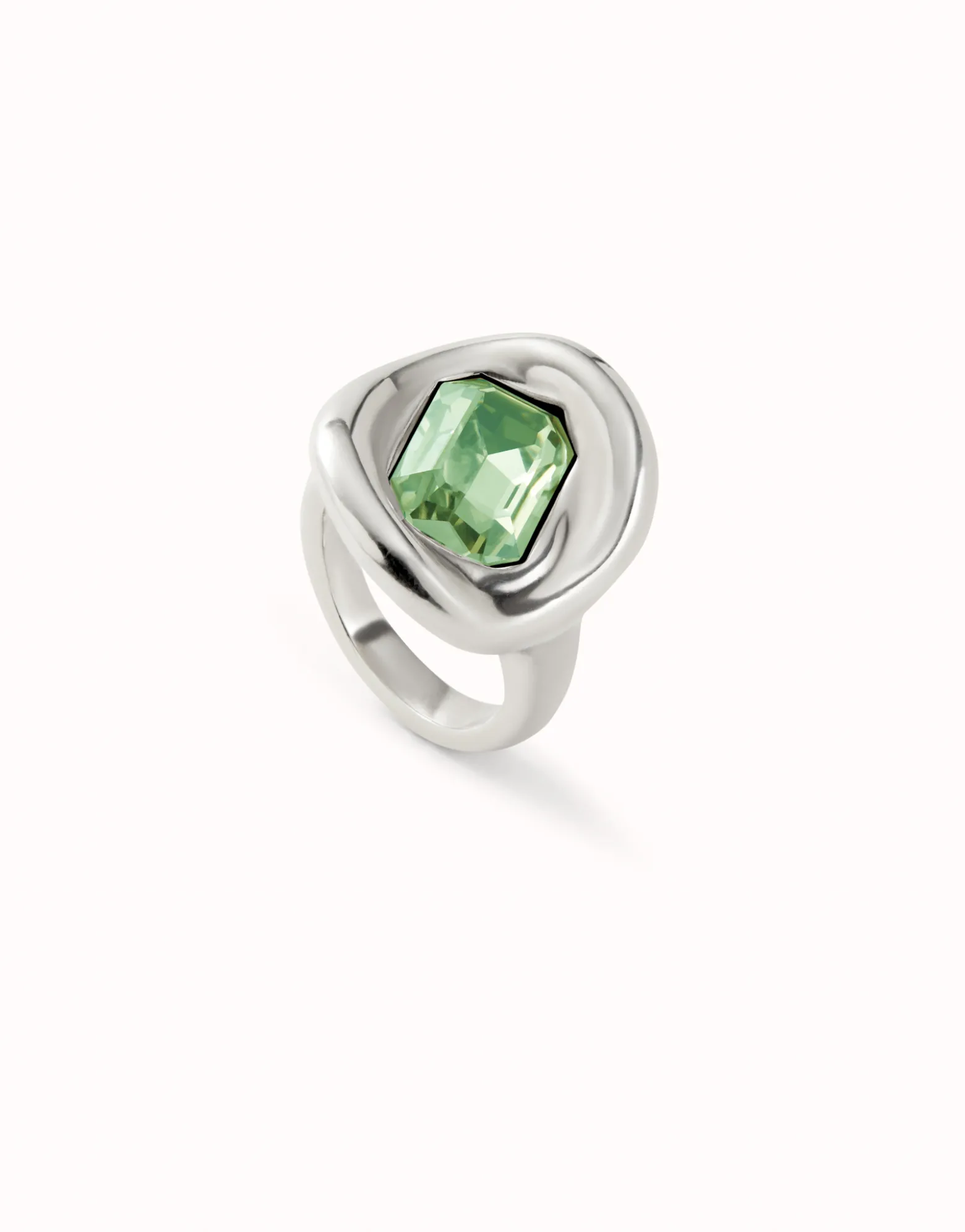 Anillo bañado en plata de ley con cristal turquesa