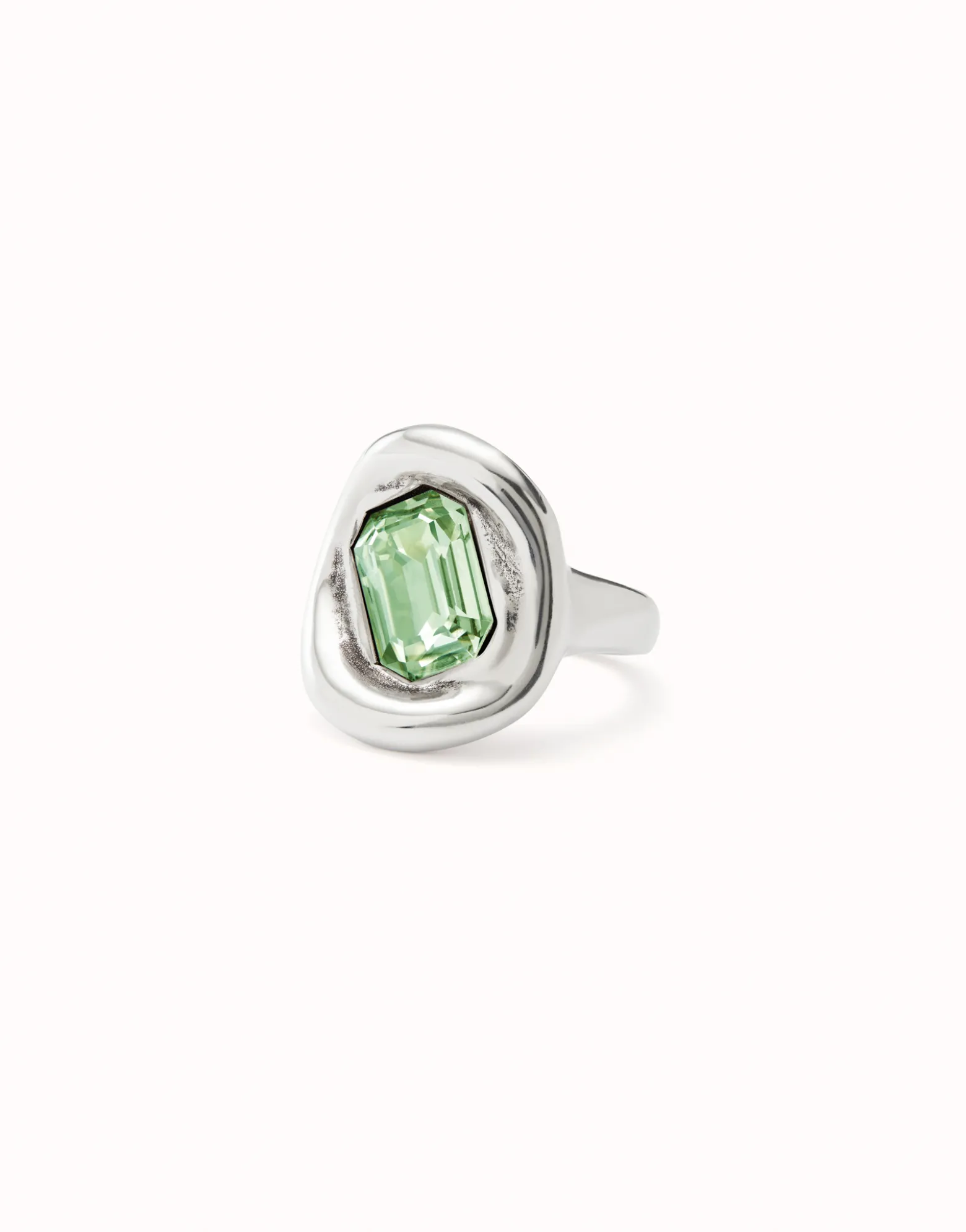 Anillo bañado en plata de ley con cristal turquesa