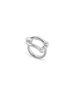 Anillo bañado en plata de ley doble aro orgánico mujer