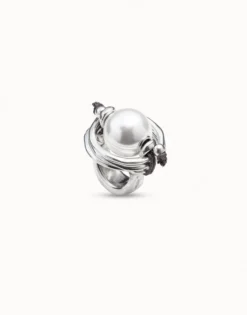 Anillo bañado en plata de ley y perla