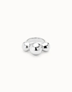 Anillo bañado en plata de ley y tres bolas centrales