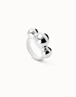 Anillo bañado en plata de ley y tres bolas centrales